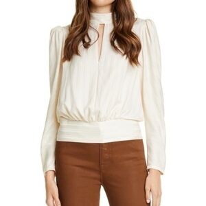Frame silk long sleeve ivory blouse